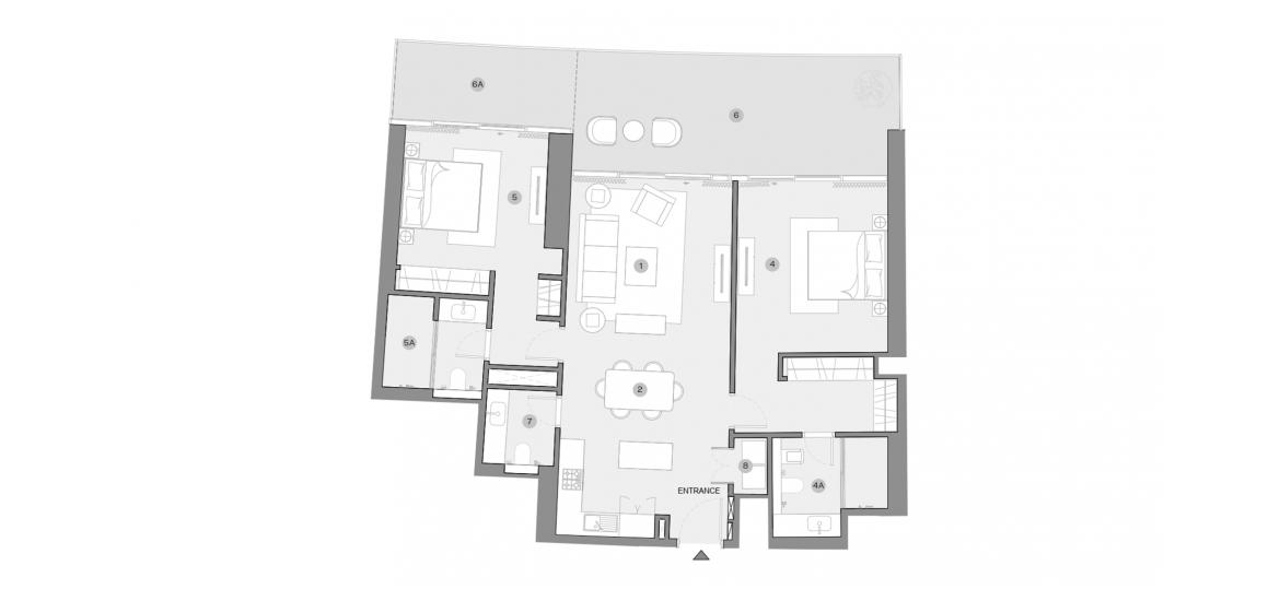 Apartment floor plan «2 BEDROOM TYPE F 155 Sq.m», 2 bedrooms in SOBHA SEAHAVEN TOWER B